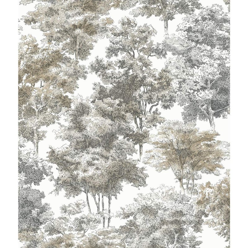 RoomMates RMK11614WP Old World Trees Gray and Beige Peel and Stick Wallpaper, Roll - Image 5